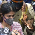 Rhea Chakraborty at NCB office at Juhu Tara road, on September 6, 2020 in Mumbai, India. (Photo by Anshuman Poyrekar/Hindustan Times via Getty Images)