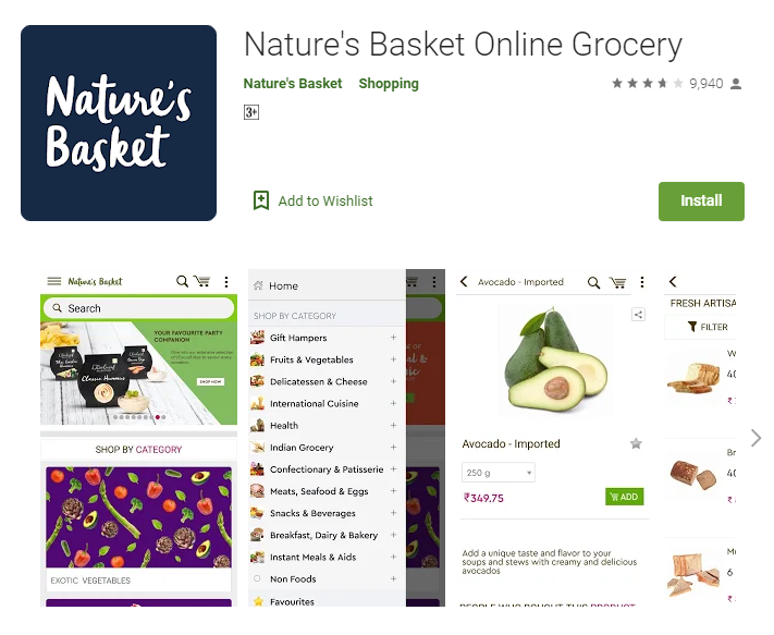 Natures Basket Online Grocery Apps