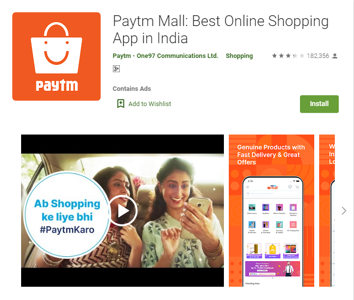 PayTM Mall Online Grocery Apps
